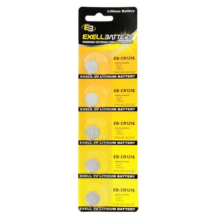 Exell Battery 5pack Exell 3V Lithium Coin Cell Battery Replaces DL1216 EB-CR1216